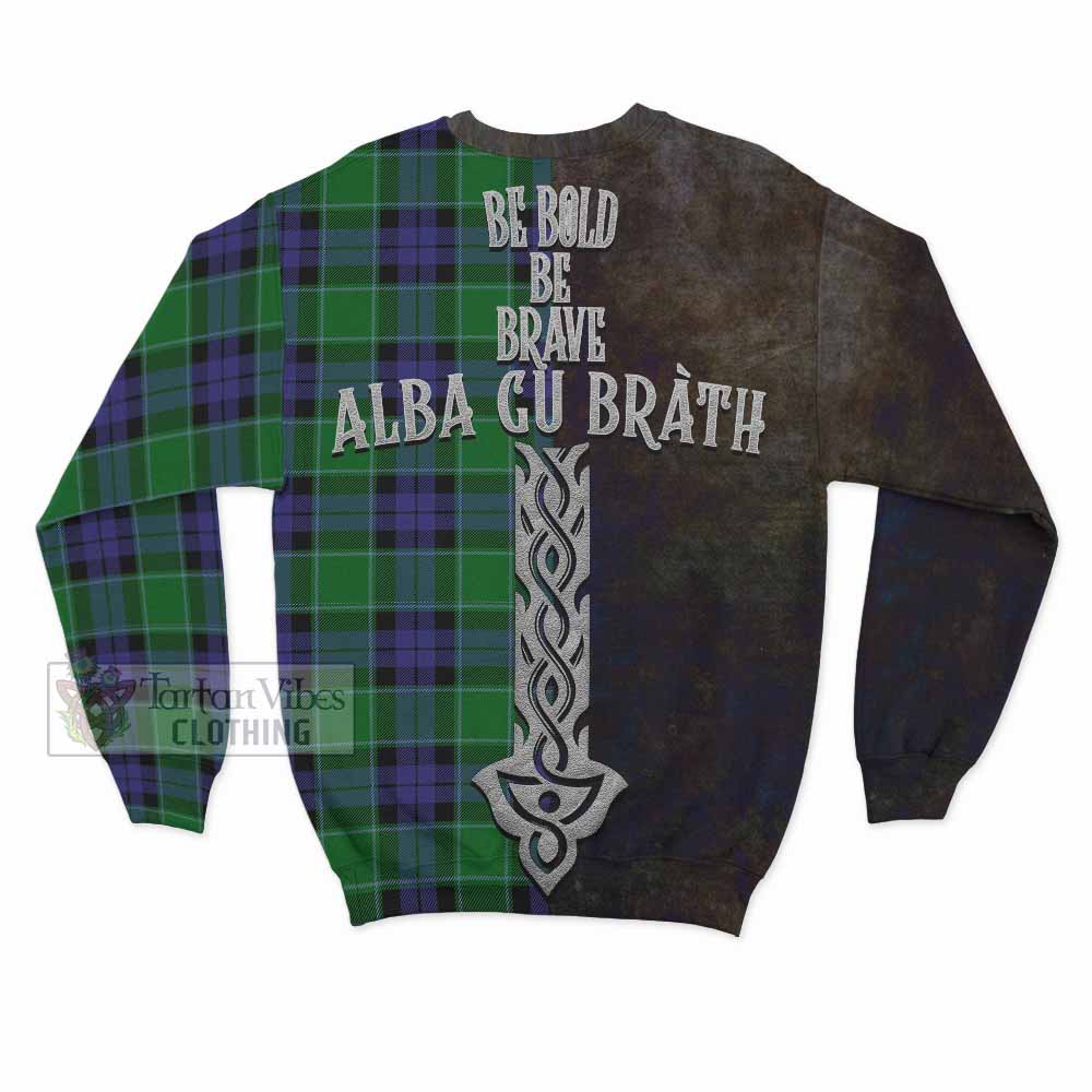 Monteith Tartan Family Crest Sweatshirt Alba Gu Brath Be Brave Lion Ancient Style - Tartan Vibes Clothing