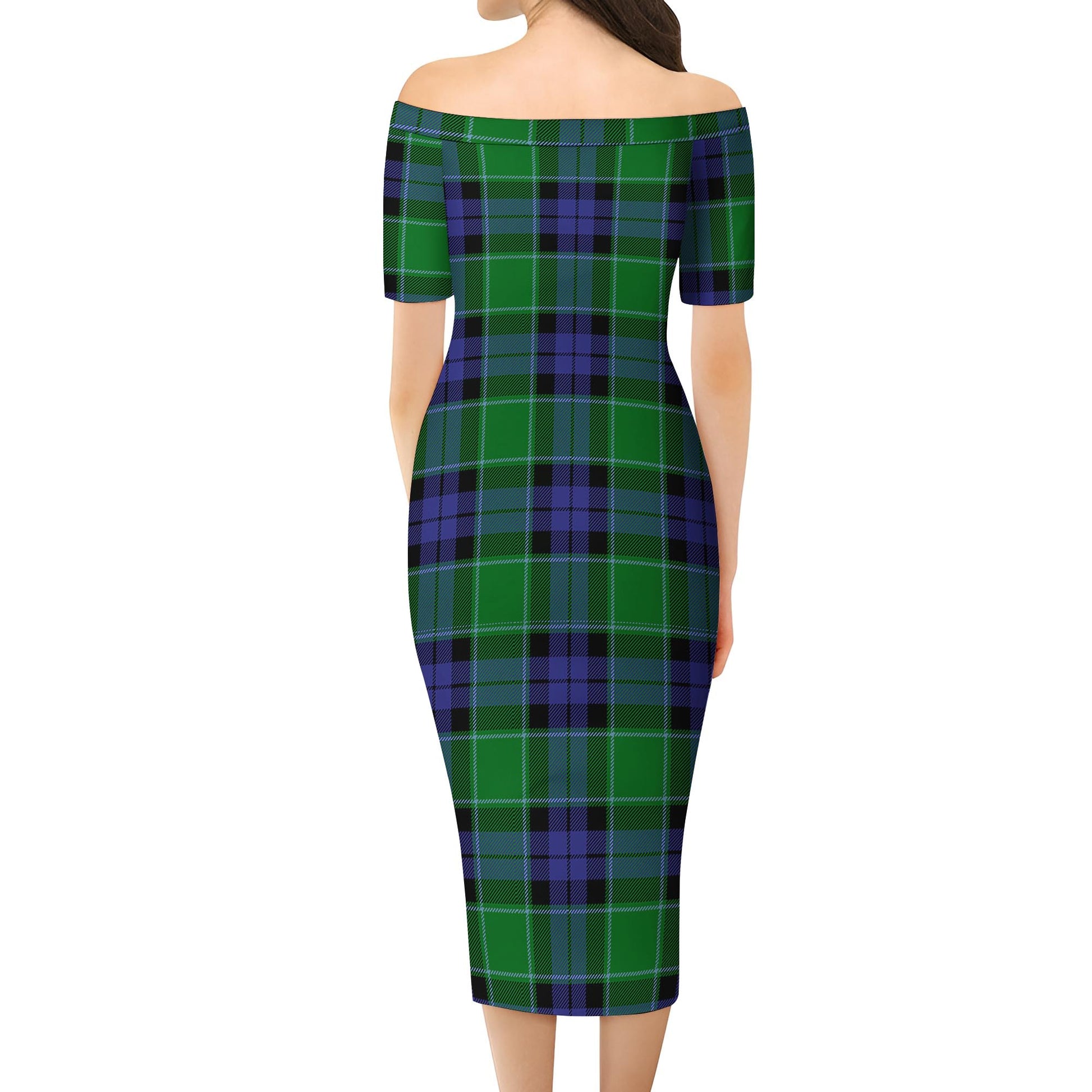 Monteith Tartan Off Shoulder Lady Dress - Tartan Vibes Clothing