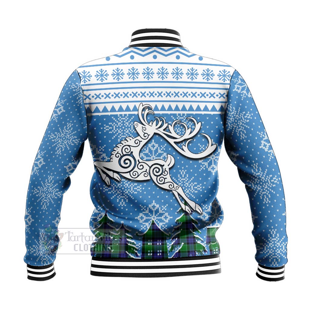Monteith Clan Christmas Baseball Jacket Celtic Reindeer Style - Tartan Vibes Clothing