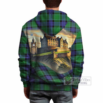 Monteith Tartan Family Crest Hoodie with Scottish Ancient Castle Style - Tartan Vibes Clothing