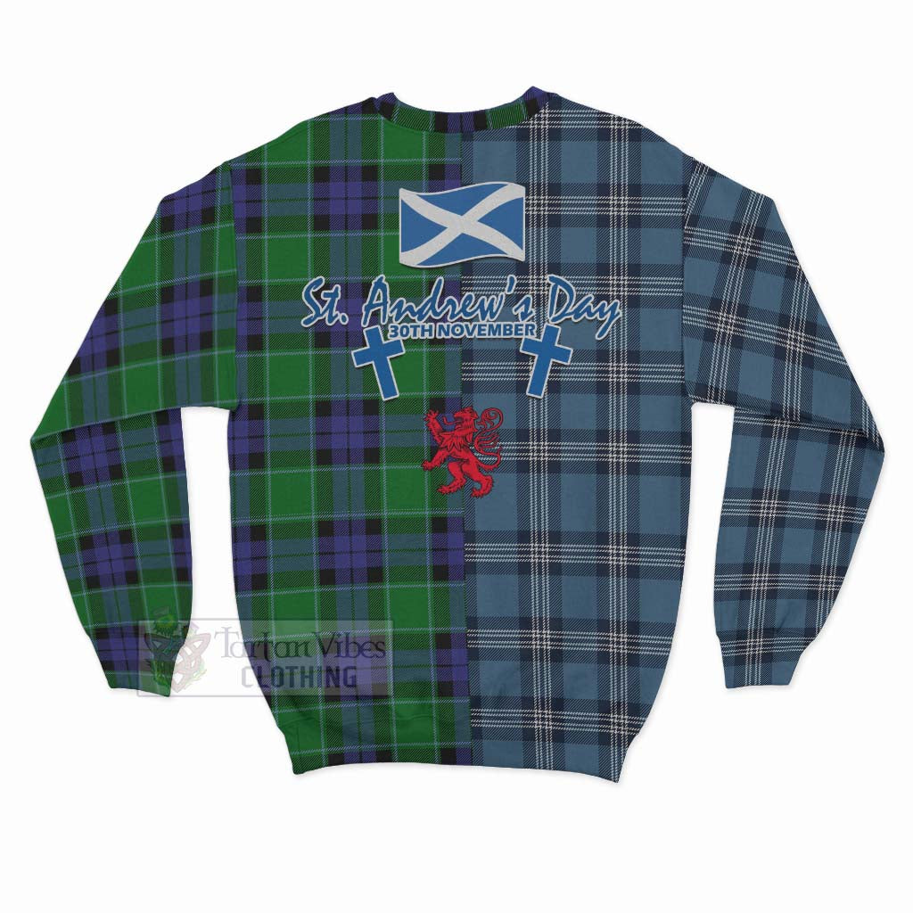 Monteith Tartan Sweatshirt Happy St. Andrew's Day Half Tartan Style - Tartan Vibes Clothing