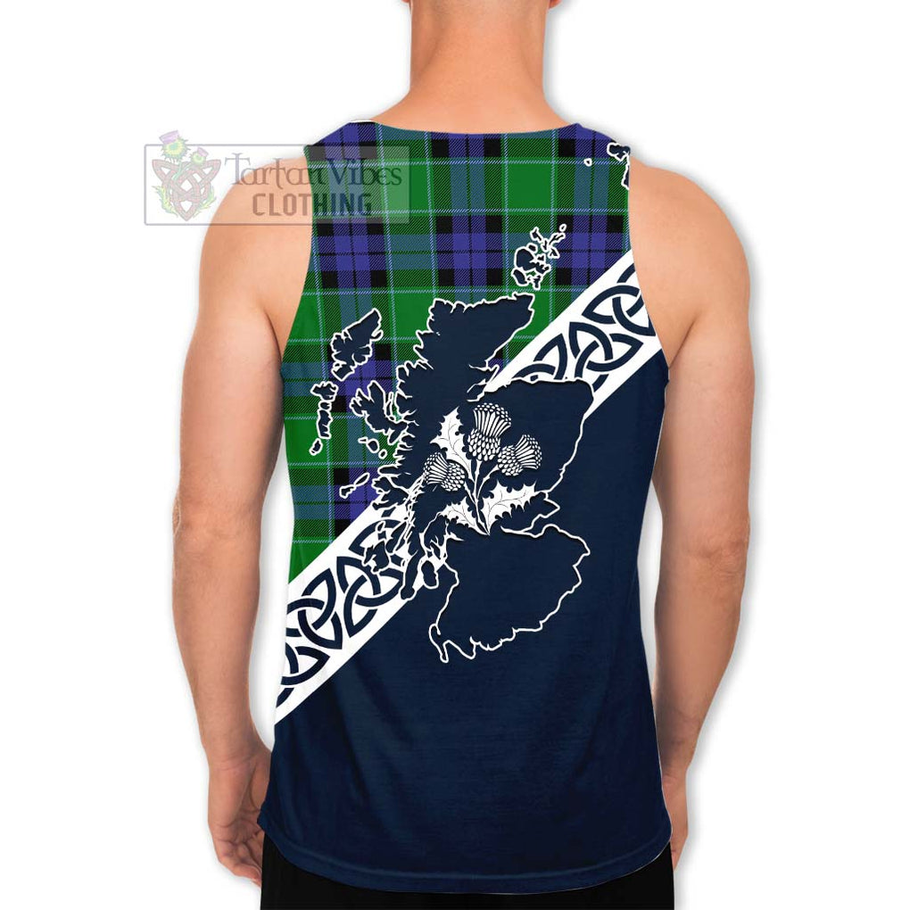 Monteith Tartan Men's Tank Top Featuring Thistle and Scotland Map - Tartan Vibes Clothing