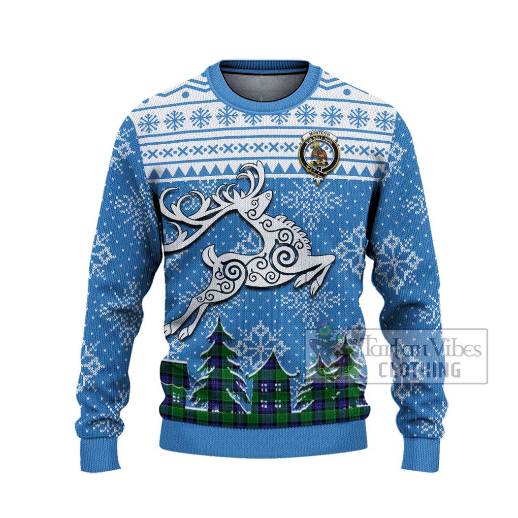 Monteith Clan Christmas Ugly Sweater Celtic Reindeer Style - Tartan Vibes Clothing