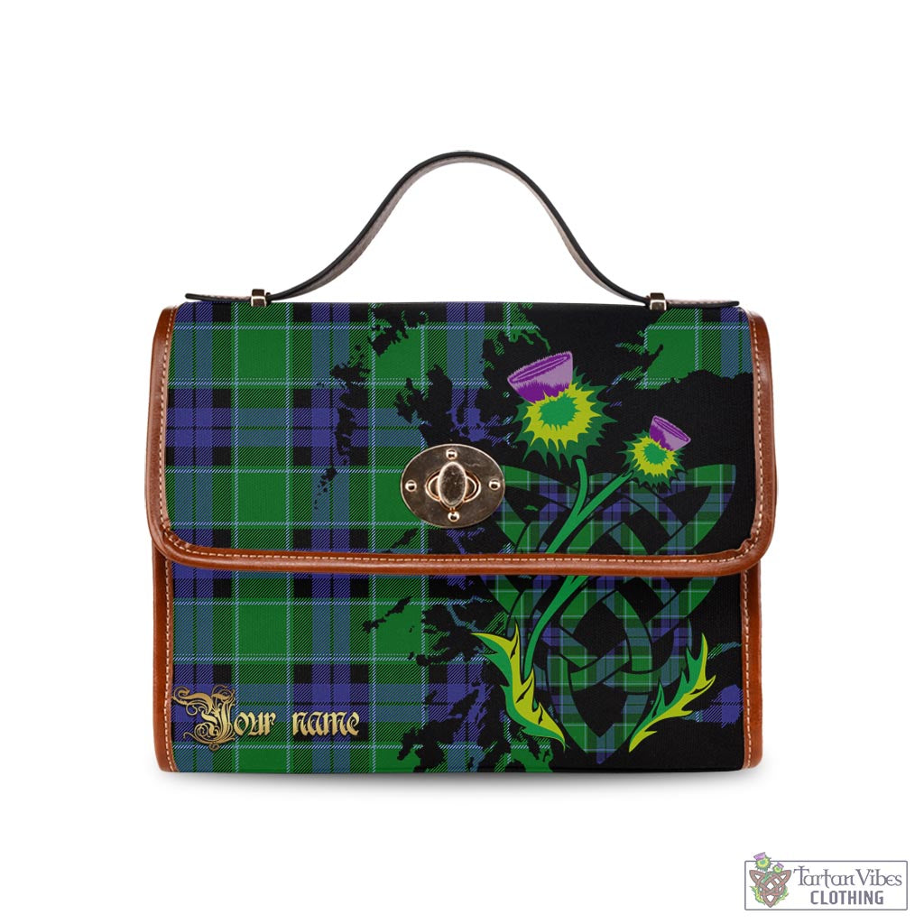 Tartan Vibes Clothing Monteith Tartan Waterproof Canvas Bag with Scotland Map and Thistle Celtic Accents