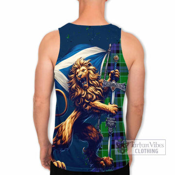Monteith Tartan Family Crest Men's Tank Top with Scottish Majestic Lion - Tartan Vibes Clothing