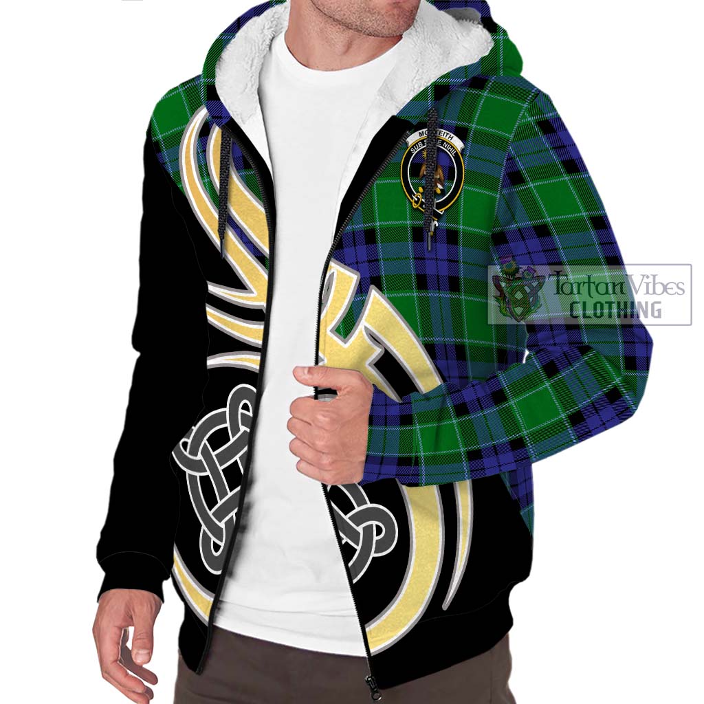 Monteith Tartan Sherpa Hoodie with Family Crest and Celtic Symbol Style - Tartan Vibes Clothing