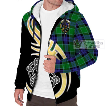 Monteith Tartan Sherpa Hoodie with Family Crest and Celtic Symbol Style - Tartan Vibes Clothing