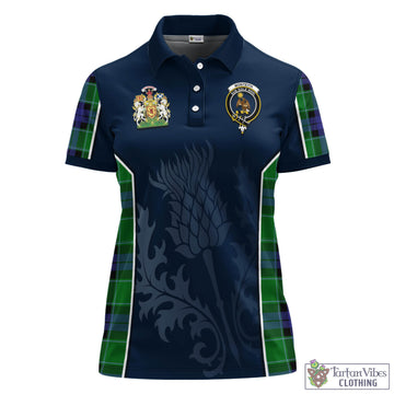 Tartan Vibes Clothing Monteith Tartan Women's Polo Shirt with Family Crest and Scottish Thistle Vibes Sport Style