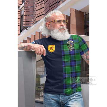 Monteith Tartan Cotton T-shirt Alba with Scottish Lion Royal Arm Half Style Men's Shirt - Tartan Vibes Clothing