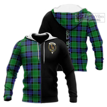 Monteith Tartan Knitted Hoodie with Family Crest and Half Of Me Style Unisex Knitted Zip Hoodie - Tartan Vibes Clothing