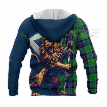Monteith Tartan Family Crest Knitted Hoodie with Scottish Majestic Lion - Tartan Vibes Clothing