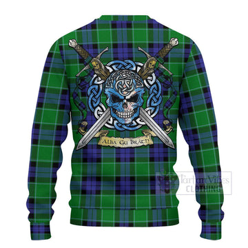 Monteith Tartan Ugly Sweater with Family Crest Celtic Skull Style - Tartan Vibes Clothing