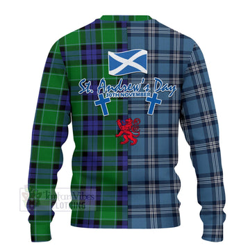 Monteith Tartan Knitted Sweater Happy St. Andrew's Day Half Tartan Style - Tartan Vibes Clothing