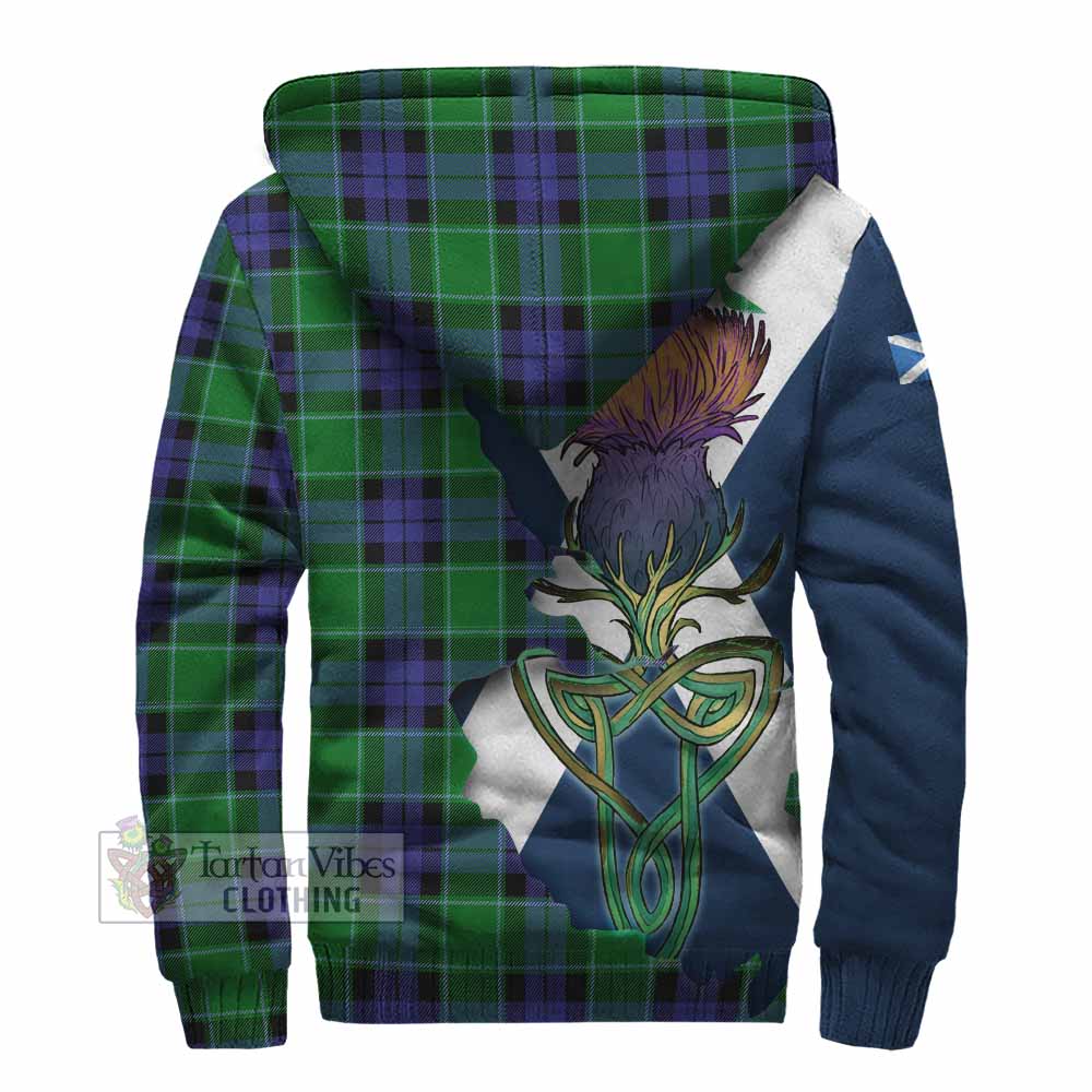 Tartan Vibes Clothing Monteith Tartan Family Crest Sherpa Hoodie Scottish Thistle Celtic Inspired