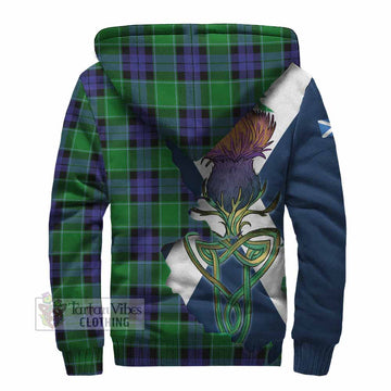 Tartan Vibes Clothing Monteith Tartan Family Crest Sherpa Hoodie Scottish Thistle Celtic Inspired