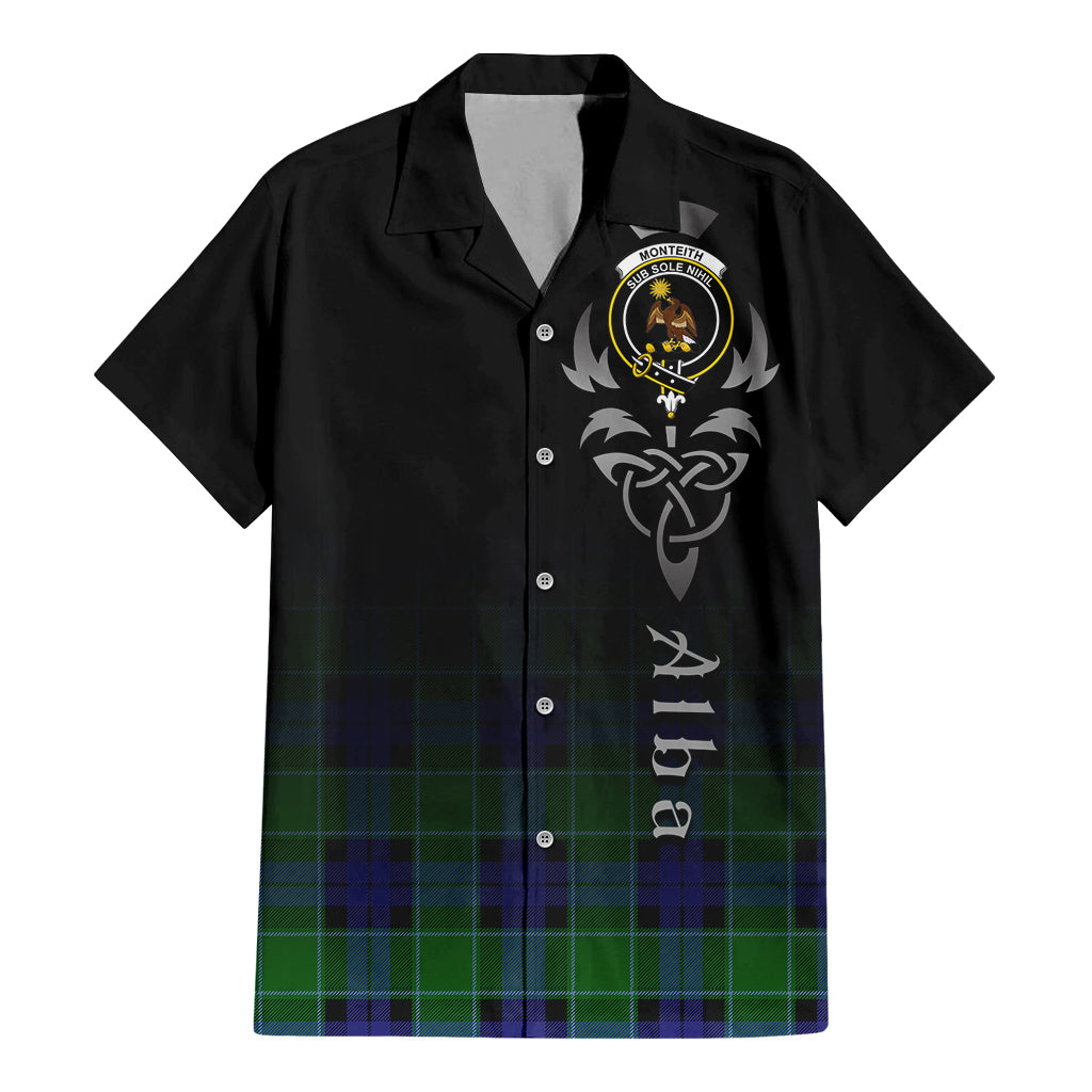 Monteith Tartan Hawaiian Shirt Shirt Featuring Alba Gu Brath Family Crest Celtic Inspired - Tartan Vibes Clothing