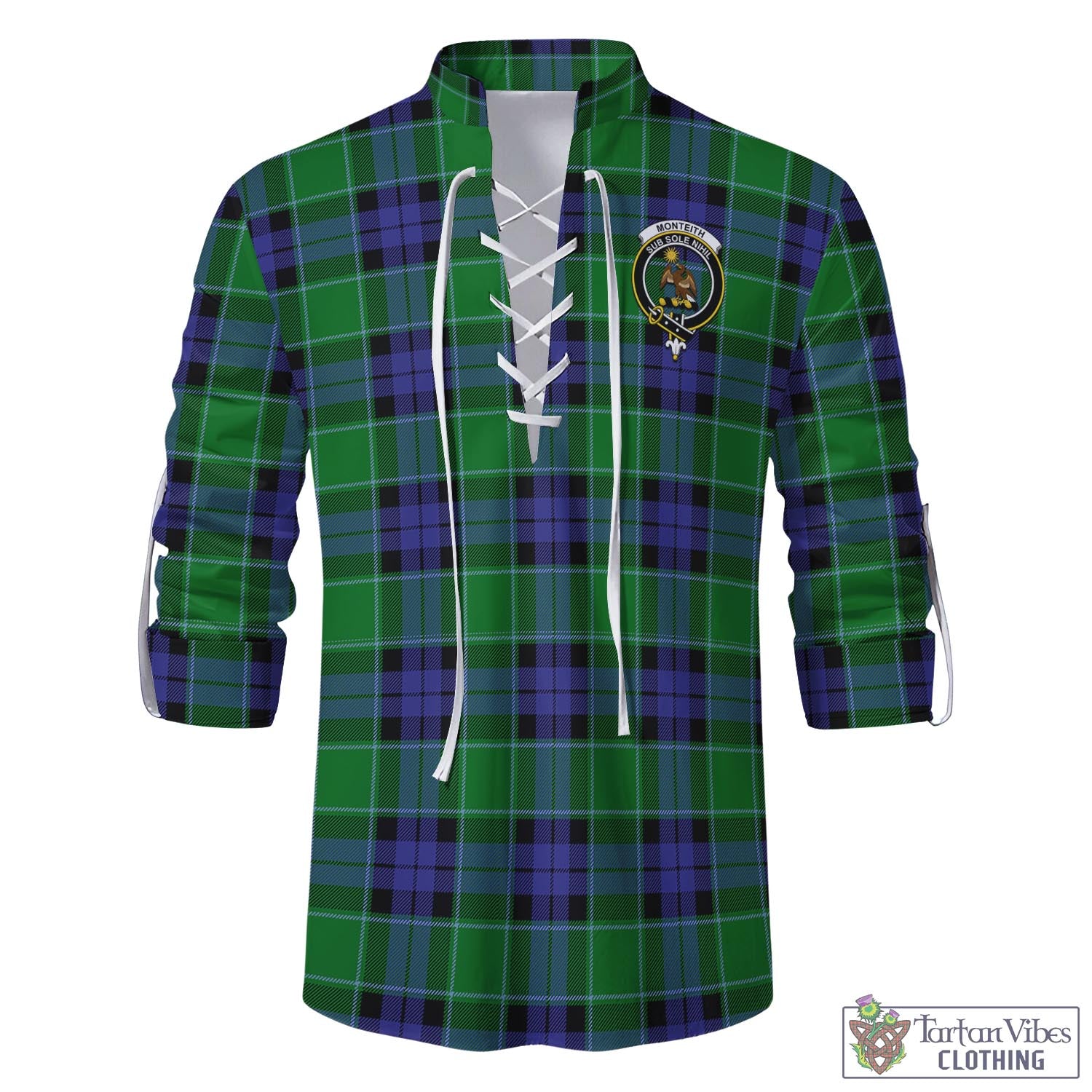 Monteith Tartan Crest Polo Shirt - Thistle Black Style main image 1