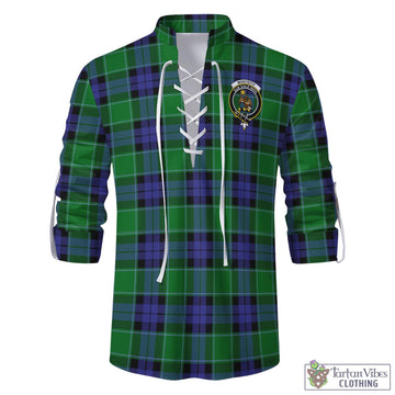 Monteith Tartan Men's Scottish Traditional Jacobite Ghillie Kilt Shirt with Family Crest - Tartan Vibes Clothing