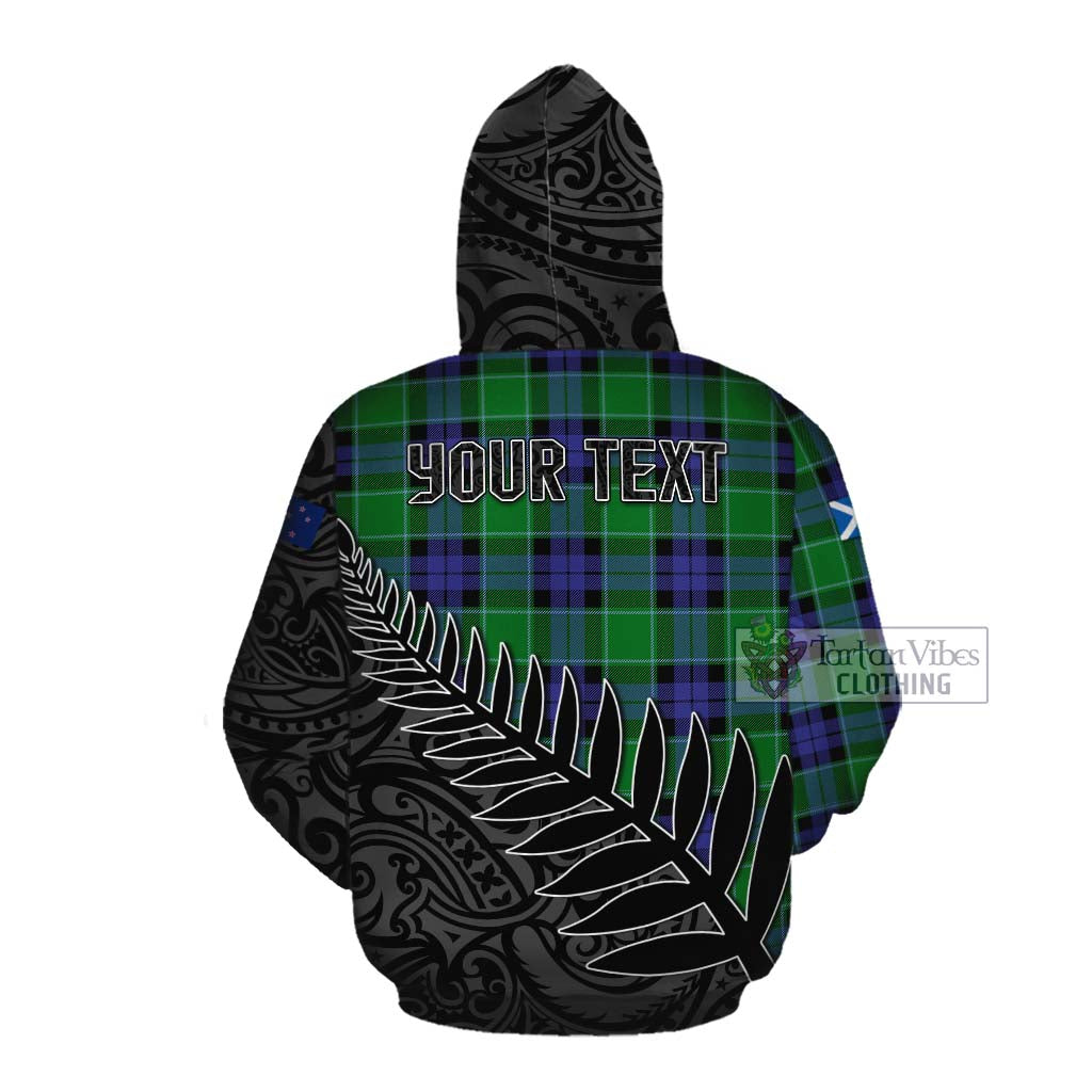 Tartan Vibes Clothing Monteith Crest Tartan Cotton Hoodie with New Zealand Silver Fern Half Style