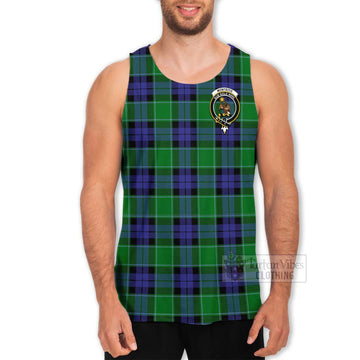 Monteith Tartan Men's Tank Top with Family Crest and Bearded Skull Holding Bottles of Whiskey - Tartan Vibes Clothing