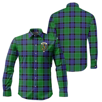 Monteith Tartan Long Sleeve Button Up Shirt with Family Crest