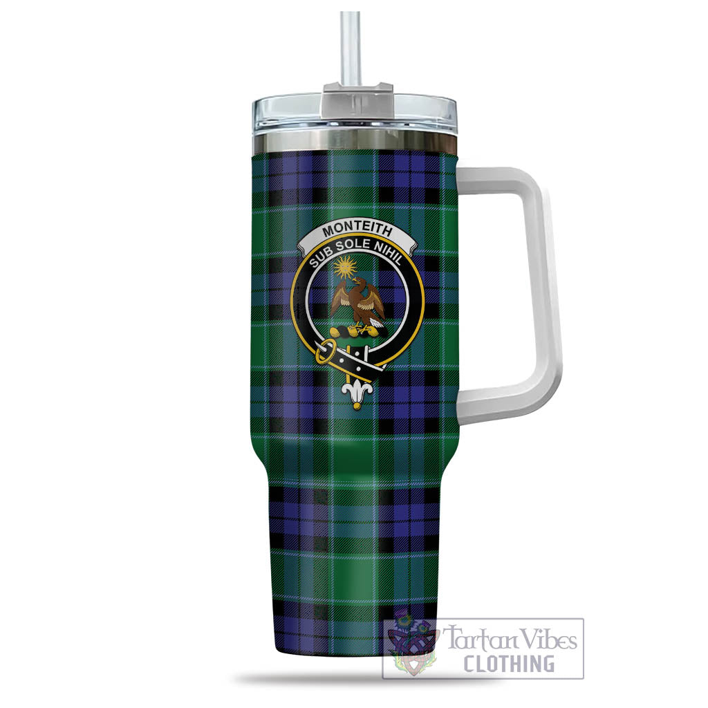 Monteith Tartan Tumbler with Handle with Family Crest - Tartan Vibes Clothing