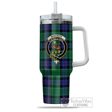 Monteith Tartan and Family Crest Tumbler with Handle