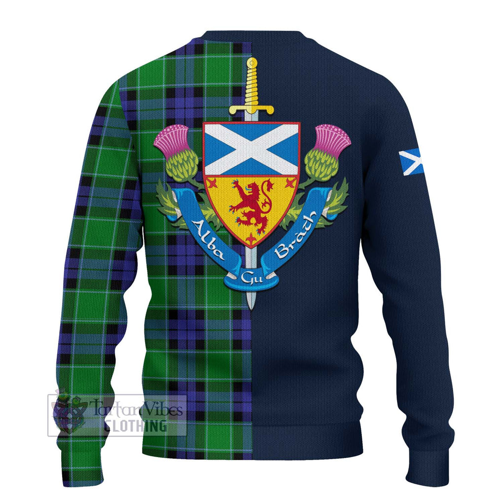 Monteith Tartan Ugly Sweater Alba with Scottish Lion Royal Arm Half Style - Tartan Vibes Clothing