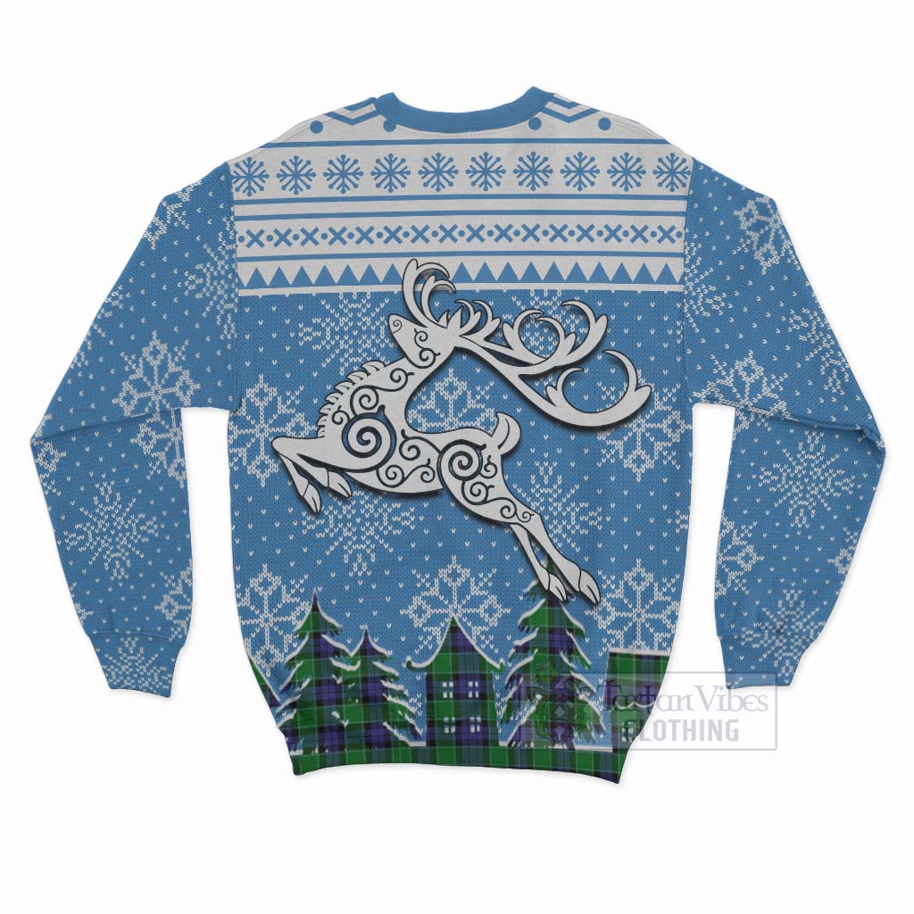 Monteith Clan Christmas Sweatshirt Celtic Reindeer Style - Tartan Vibes Clothing