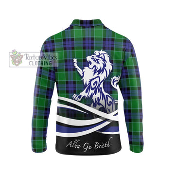 Monteith Tartan Long Sleeve Polo Shirt with Alba Gu Brath Regal Lion Emblem - Tartan Vibes Clothing
