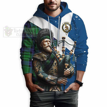 Monteith Tartan Hoodie with Family Crest Scottish Bagpiper Vibes - Tartan Vibes Clothing