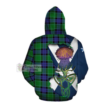 Tartan Vibes Clothing Monteith Tartan Family Crest Cotton Hoodie Scottish Thistle Celtic Inspired