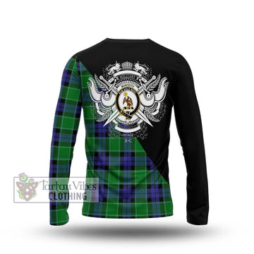 Monteith Tartan Long Sleeve T-Shirt with Family Crest and Military Logo Style - Tartan Vibes Clothing