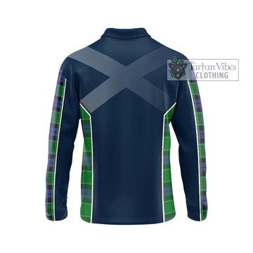 Monteith Tartan Long Sleeve Polo Shirt with Family Crest and Lion Rampant Vibes Sport Style - Tartan Vibes Clothing