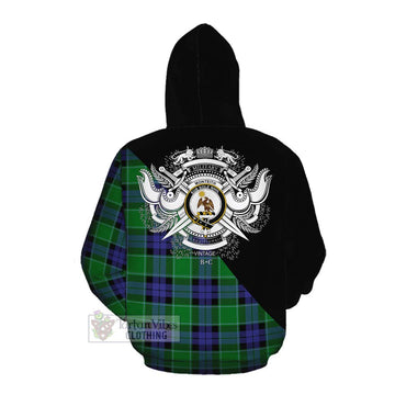 Monteith Tartan Cotton Hoodie with Family Crest and Military Logo Style Pullover Hoodie - Tartan Vibes Clothing