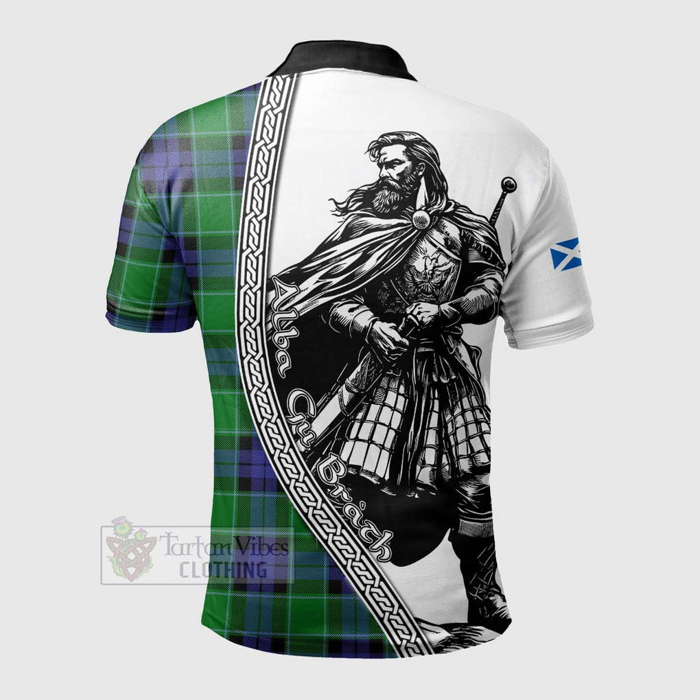 Monteith Tartan Clan Crest Polo Shirt with Highlander Warrior Celtic Style - Tartan Vibes Clothing
