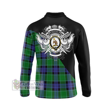 Monteith Tartan Long Sleeve Polo Shirt with Family Crest and Military Logo Style - Tartan Vibes Clothing