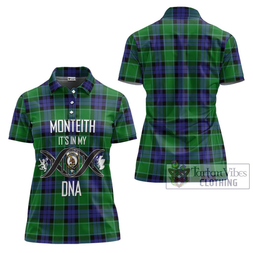 Monteith Tartan Women's Polo Shirt with Family Crest DNA In Me Style - Tartan Vibes Clothing