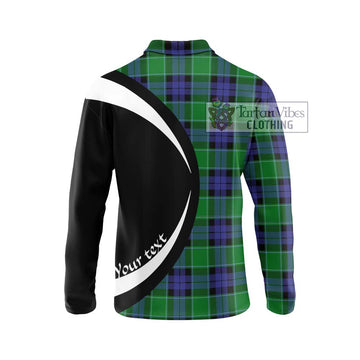 Monteith Tartan Long Sleeve Polo Shirt with Family Crest Circle Style - Tartan Vibes Clothing
