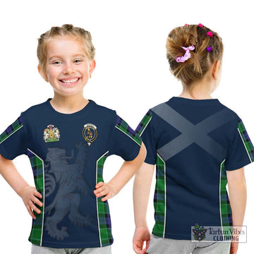 Monteith Tartan Kid T-Shirt with Family Crest and Lion Rampant Vibes Sport Style - Tartan Vibes Clothing