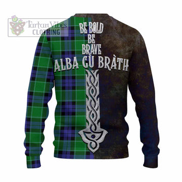 Monteith Tartan Family Crest Knitted Sweater Alba Gu Brath Be Brave Lion Ancient Style