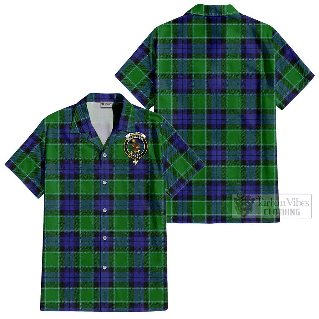 Monteith Tartan Cotton Hawaiian Shirt with Family Crest - Tartan Vibes Clothing