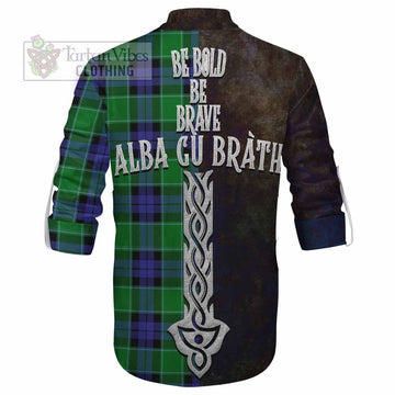 Monteith Tartan Family Crest Ghillie Kilt Shirt Alba Gu Brath Be Brave Lion Ancient Style