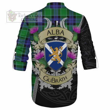 Monteith Tartan Family Crest Ghillie Kilt Shirt Lion Rampant Royal Thistle Shield Celtic Inspired - Tartan Vibes Clothing