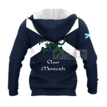 Monteith Tartan Lion Rampant Knitted Hoodie Proudly Display Your Heritage with Alba Gu Brath and Clan Name - Tartan Vibes Clothing