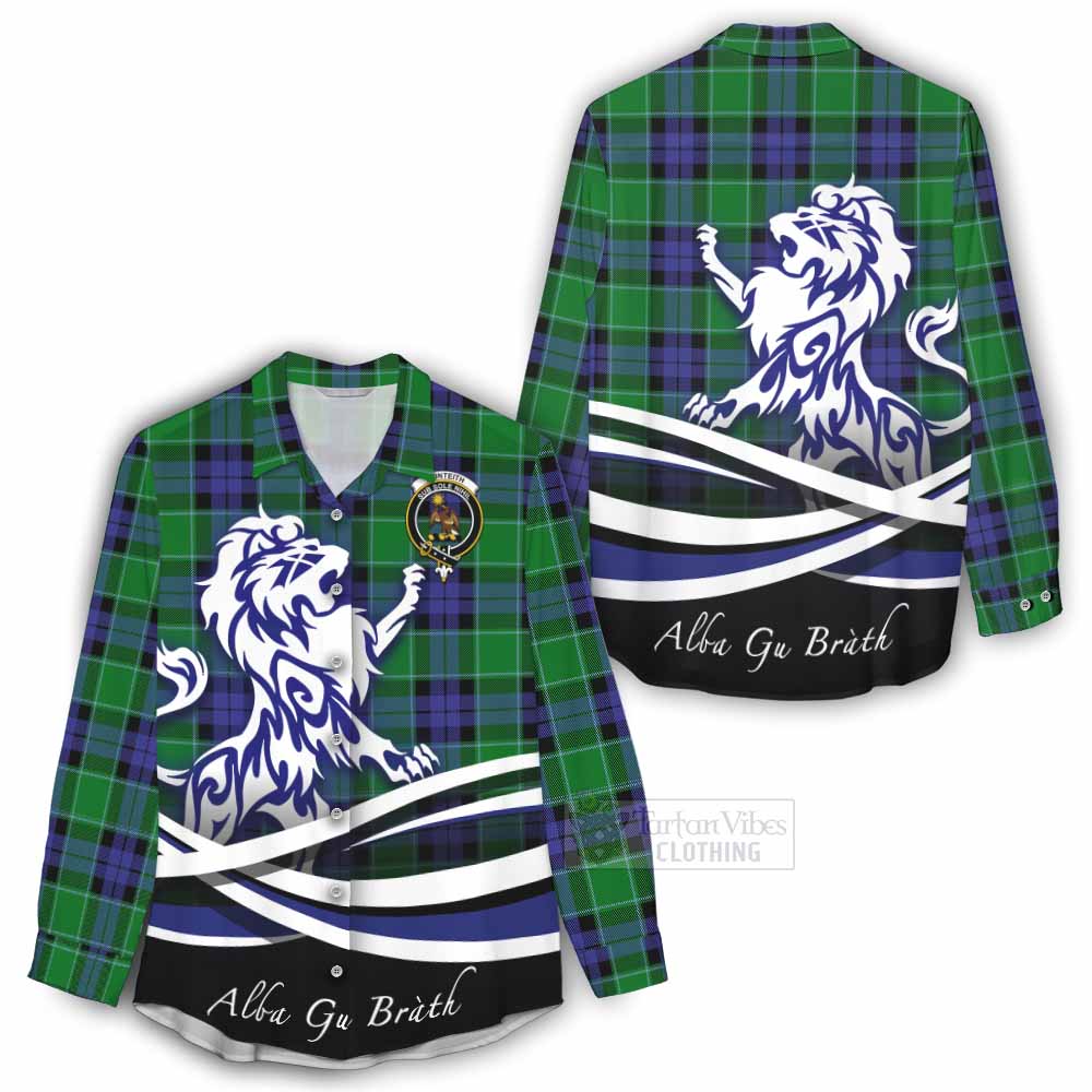 Monteith Tartan Women's Casual Shirt with Alba Gu Brath Regal Lion Emblem - Tartan Vibes Clothing
