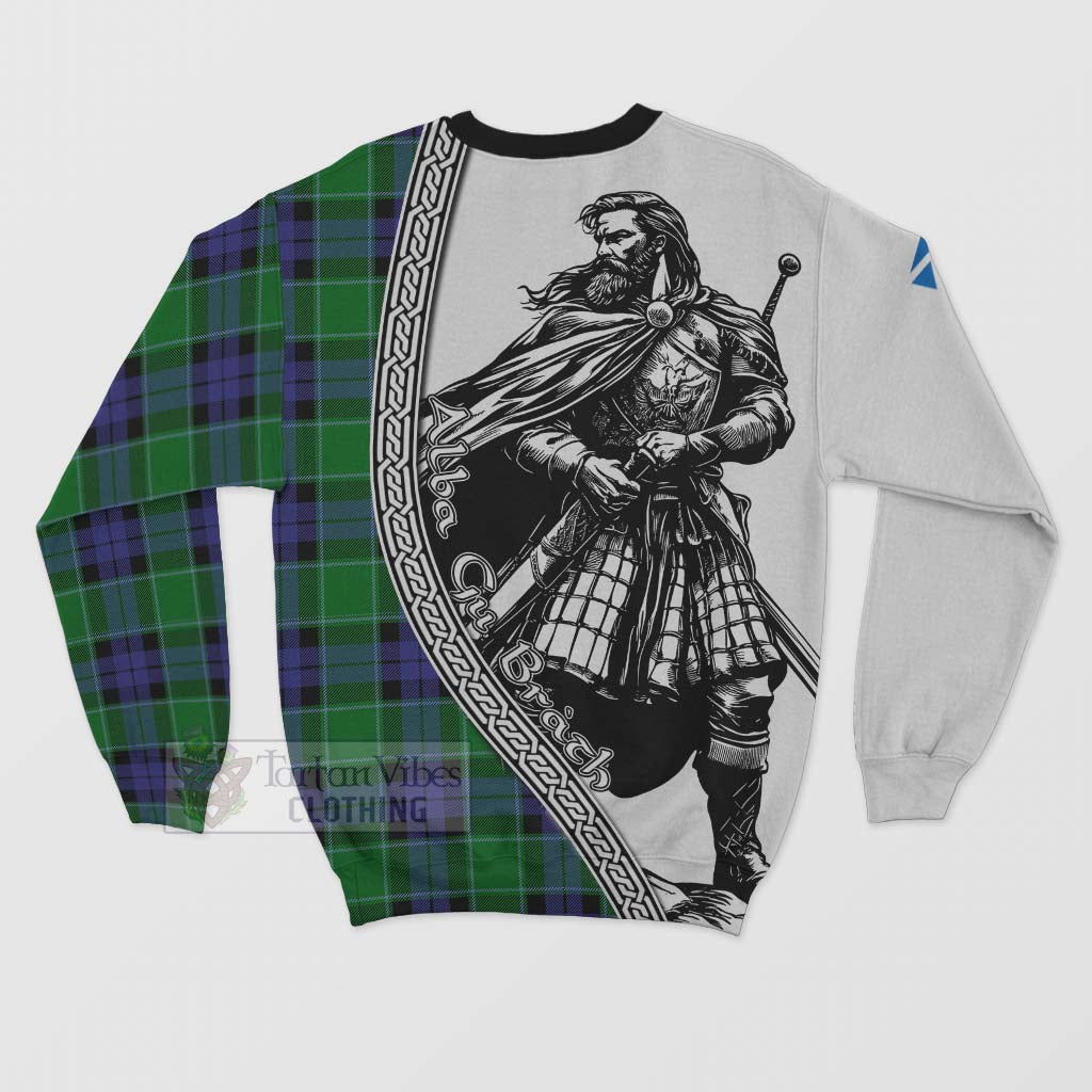 Monteith Tartan Clan Crest Sweatshirt with Highlander Warrior Celtic Style - Tartan Vibes Clothing