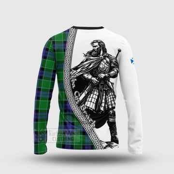 Monteith Tartan Clan Crest Long Sleeve T-Shirt with Highlander Warrior Celtic Style - Tartan Vibes Clothing