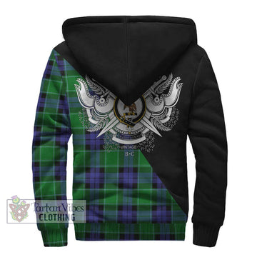 Monteith Tartan Sherpa Hoodie with Family Crest and Military Logo Style - Tartan Vibes Clothing
