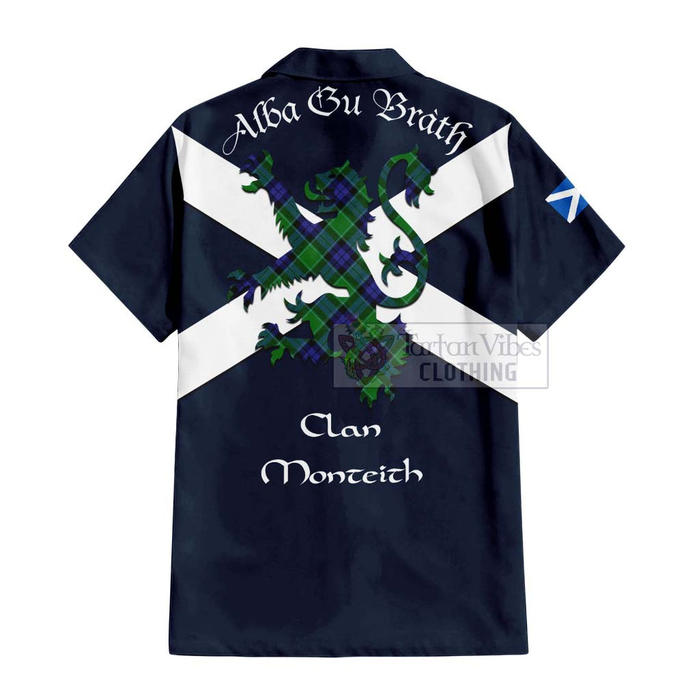 Monteith Tartan Lion Rampant Hawaiian Shirt Proudly Display Your Heritage with Alba Gu Brath and Clan Name - Tartan Vibes Clothing